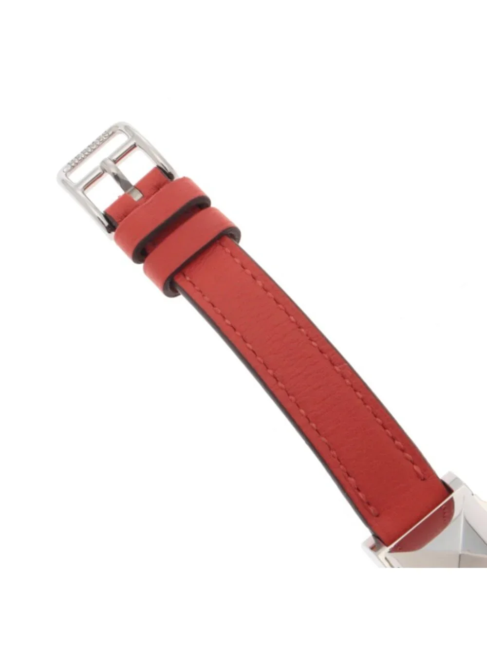 Hermes Medor Tour Watch SS Stainless Steel Leather Strap Silver Dial Quartz